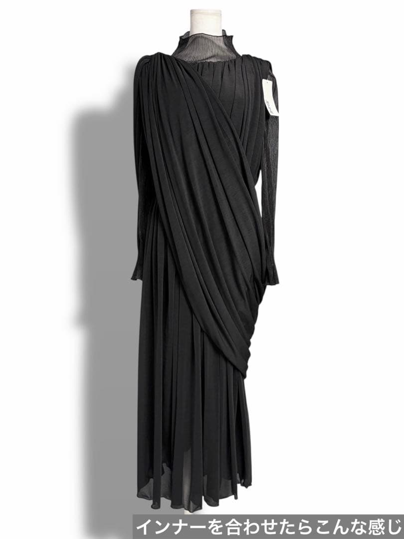 【タグ付き未使用】 JENNE 3wayモダンドレープドレス ブラック L