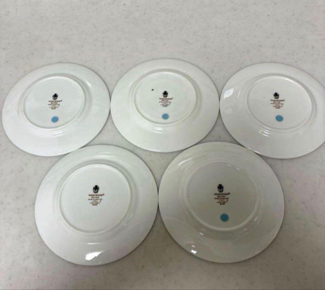 【美品】ウェッジウッド　コロンビアセージグリーン　15.3cm×5枚 黒壺