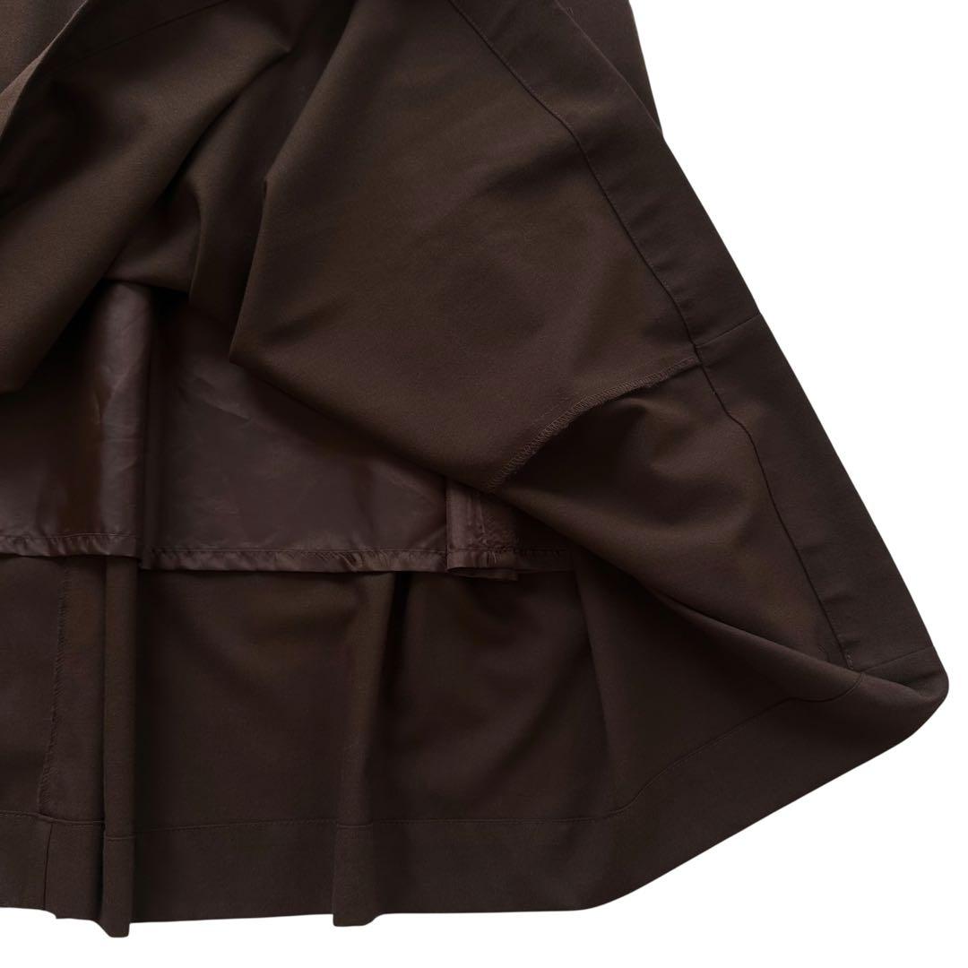 アトリエドゥサボン タックロングワンピース 太プリーツ ブラウン