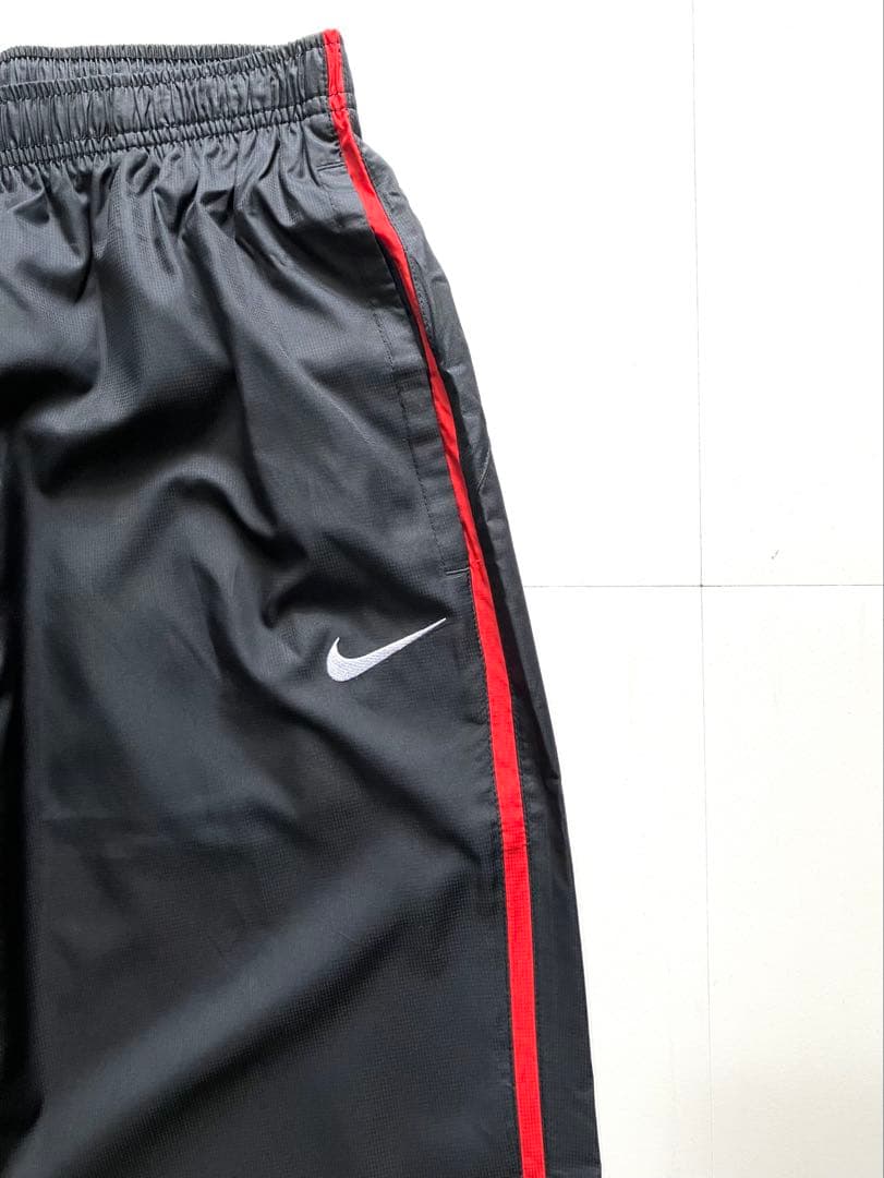 【美品】00s NIKE TOTAL90 ピステスーツセットアップ　黒/赤　M