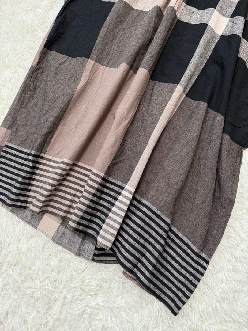 ノップドゥノッド ワンピース パネルチェック　ロング　2wayギャザー