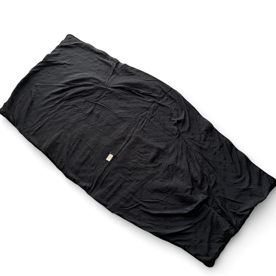 美品✨ルイヴィトン ウールショール ケープ ビジュー付き 裏地ロゴ総柄 ブラック