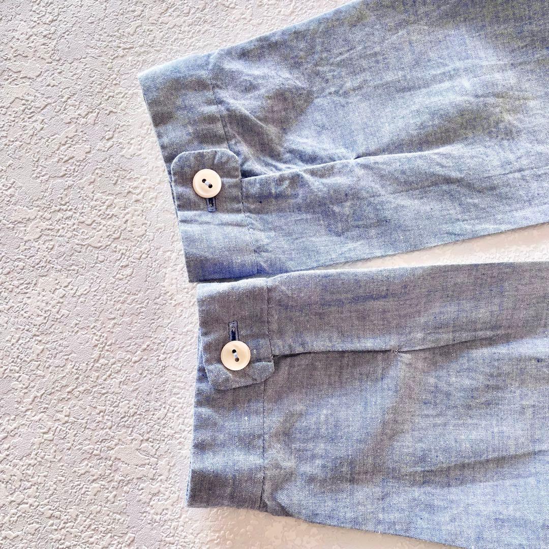 パラスパレス　刺繍ドット柄　シャンブレーブラウス