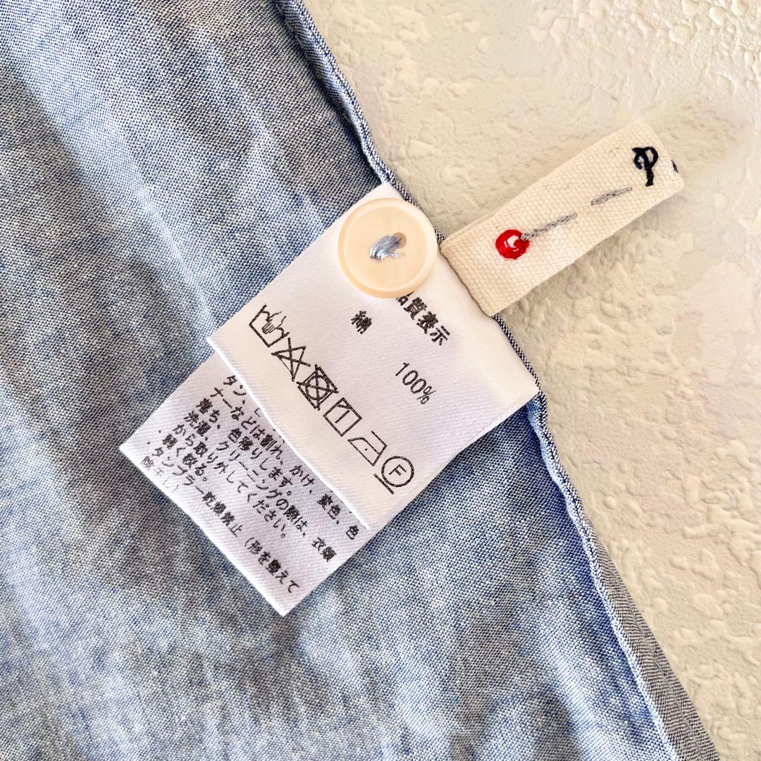 パラスパレス　刺繍ドット柄　シャンブレーブラウス