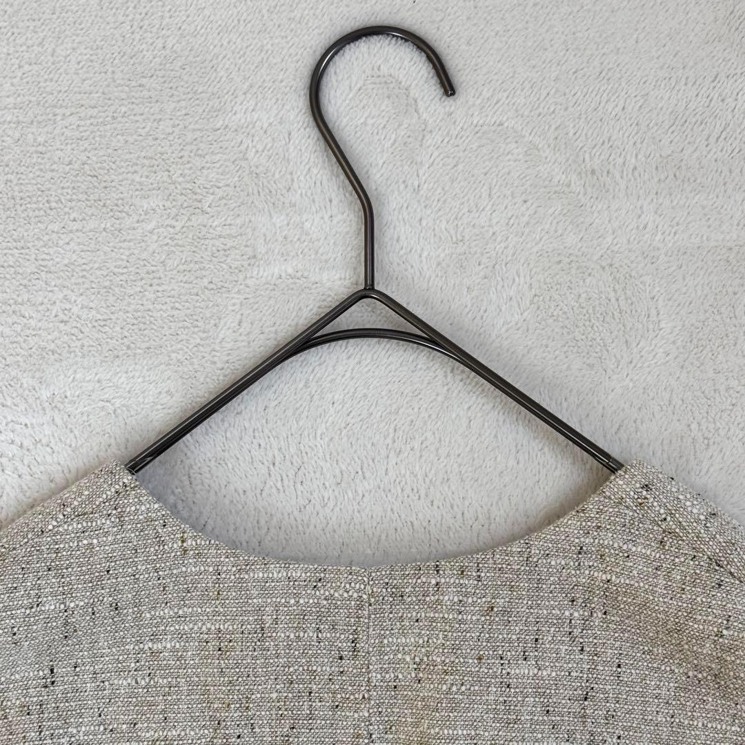 IENAイエナ　ツイードテーラードベスト　ノースリーブ　リボン　ベージュ