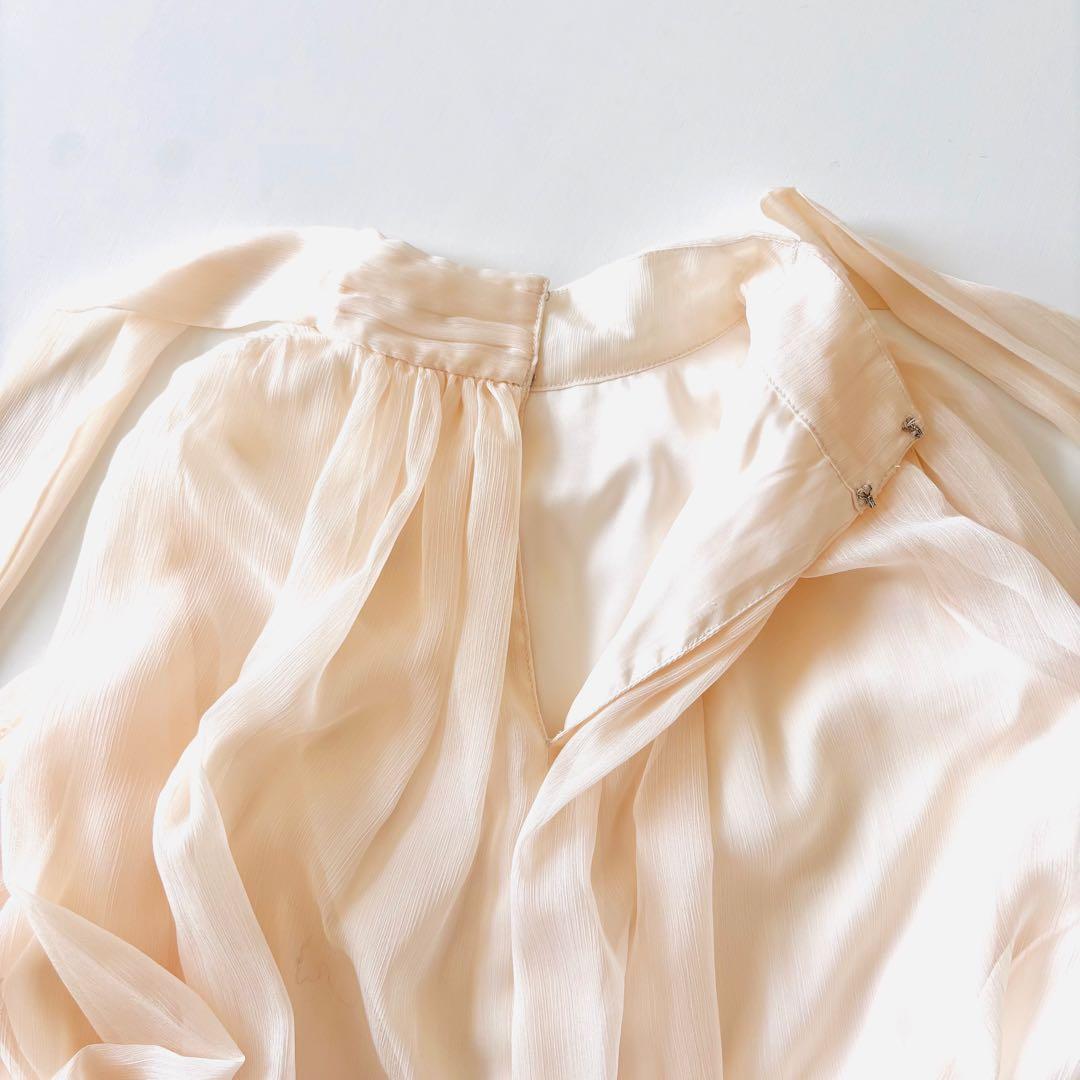 [美品]リリーブラウン♪ドレープボウタイ シフォンブラウス