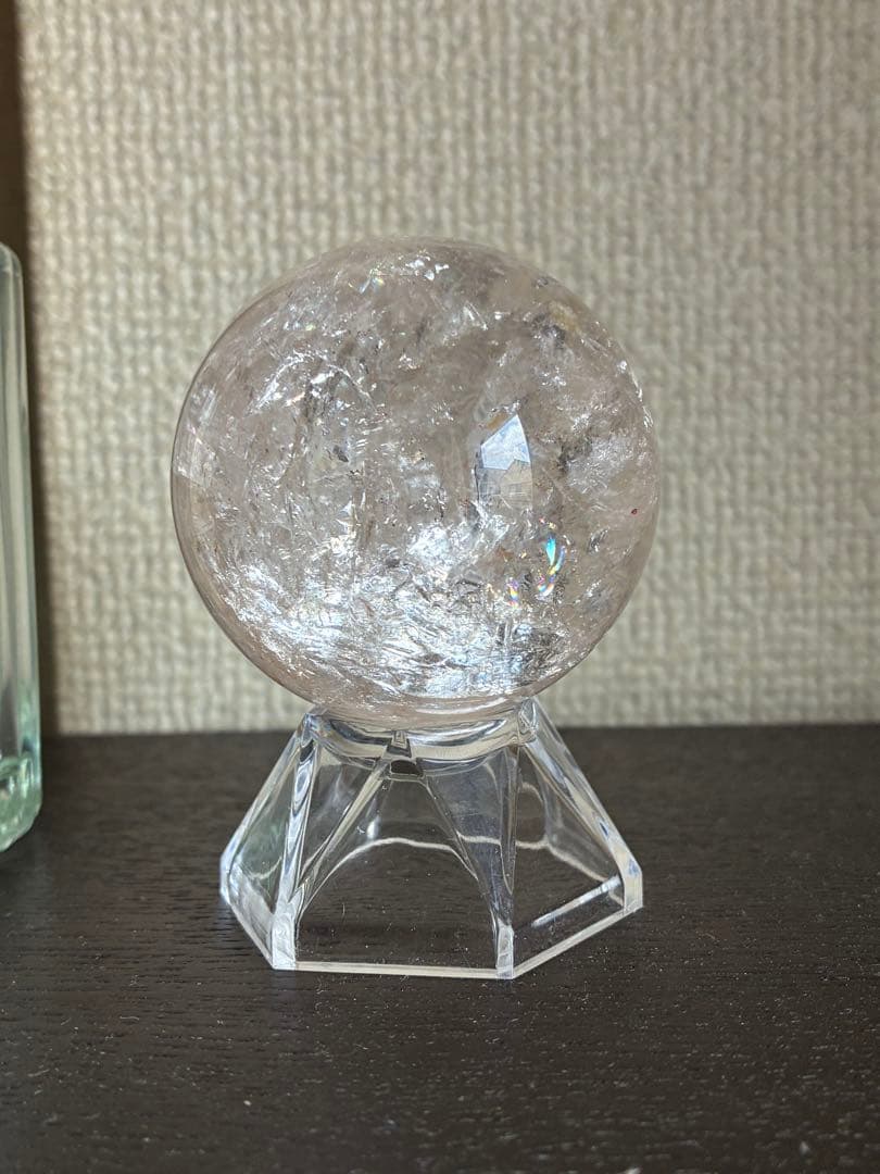 高品質✨高クリア感＆虹キラキラ✨アメリカ産ピンクアゼツライトスフィア50mm❗️