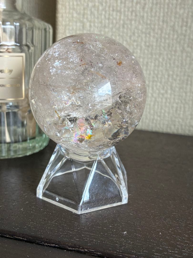 高品質✨高クリア感＆虹キラキラ✨アメリカ産ピンクアゼツライトスフィア50mm❗️