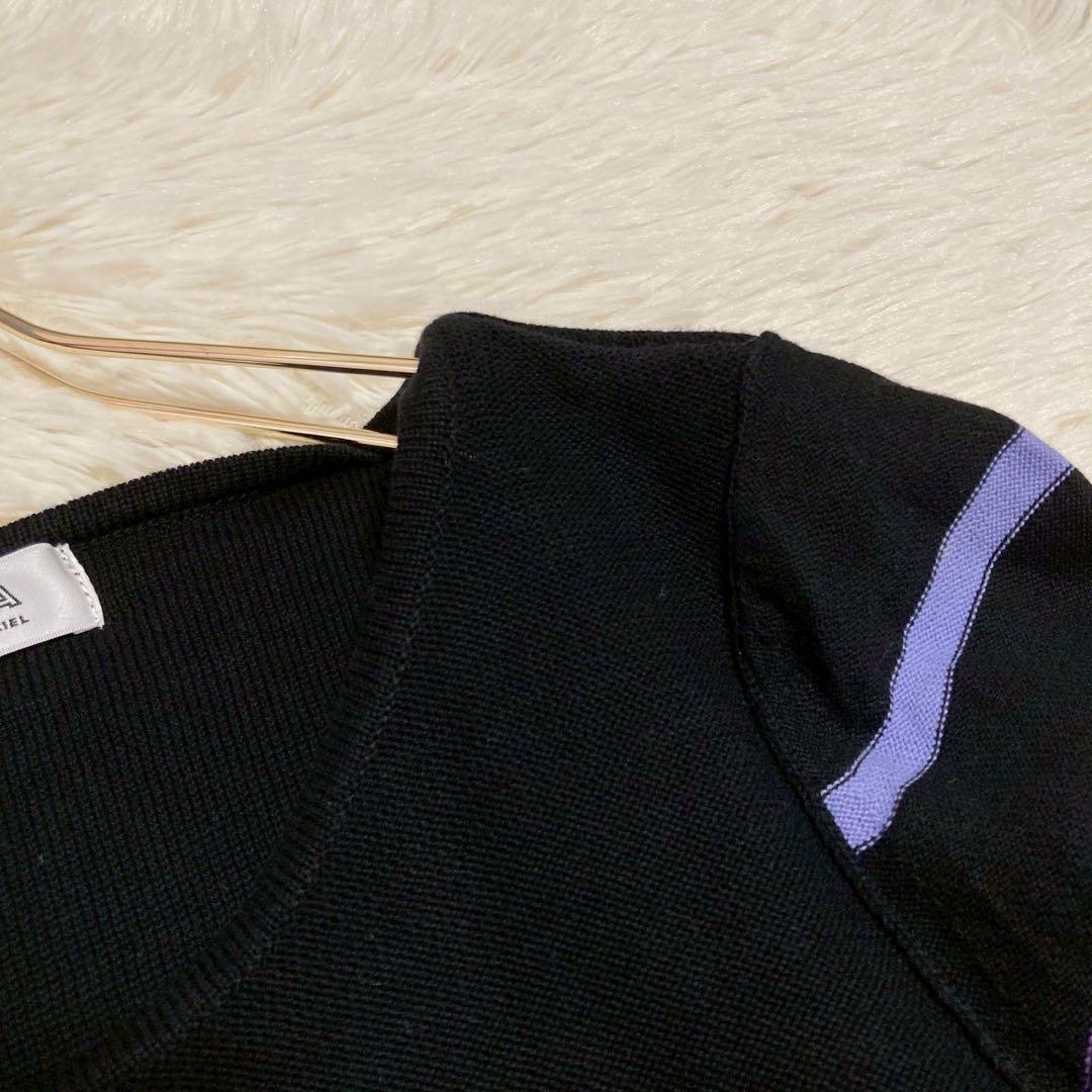 SONIA RYKIEL ボーダーニットワンピース ブラック 38 マルチカラー