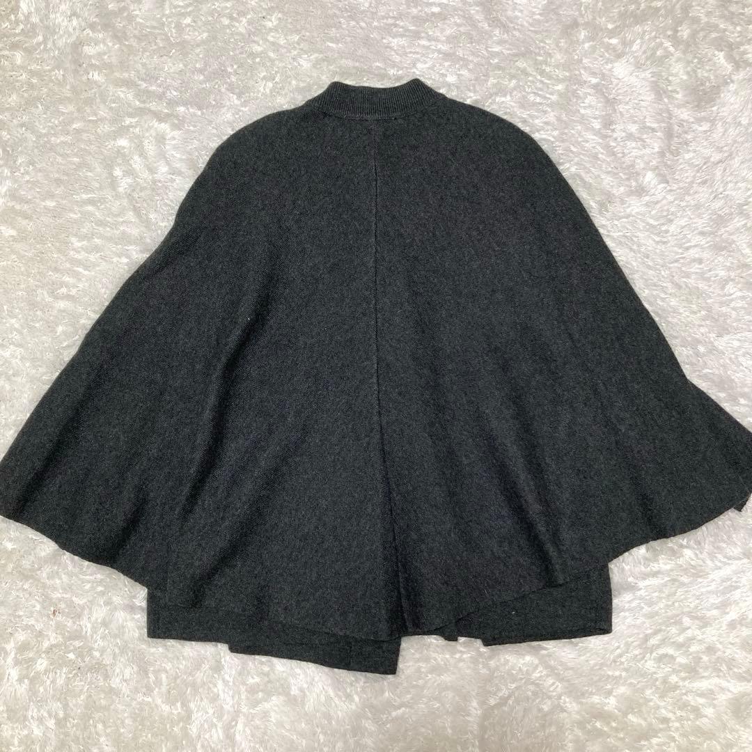 ZARA ケープコート ダークグレー　ウール混　ニット　S　シルバーホック