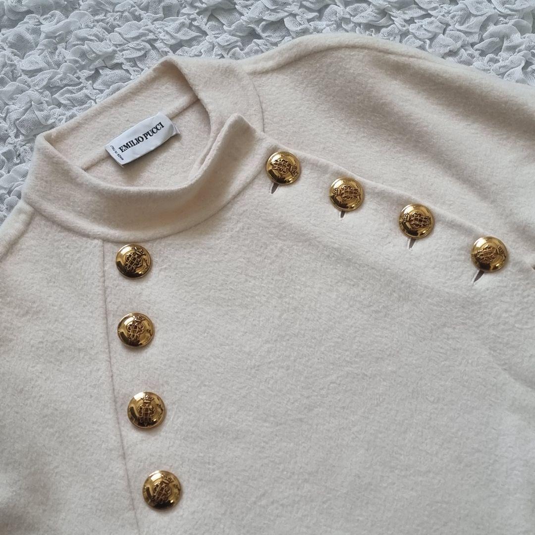 エミリオプッチ　カシミヤ　ダブルフェイス　ケープ　ポンチョ　金ボタン