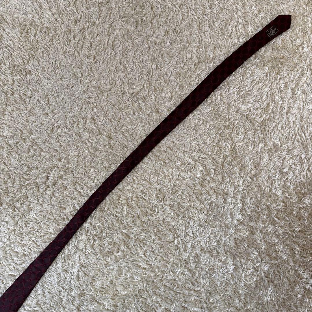 ☆美品☆GUCCI グッチ　ネクタイ　GGスプリーム　ボルドー　シルク