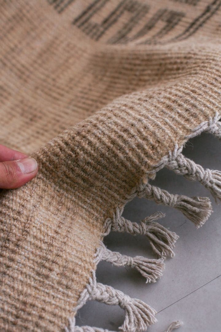 【新品】153cm×86cm モロッコ　ベニワレン　ウール　ブラウン　生成り