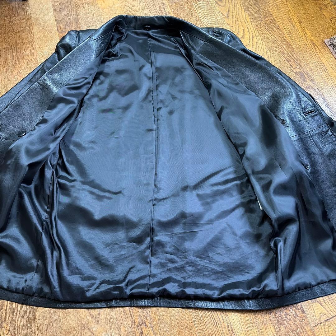 合馬公式[日本製]羊革 ラムレザー ハーフコート 黒 F ジャケット