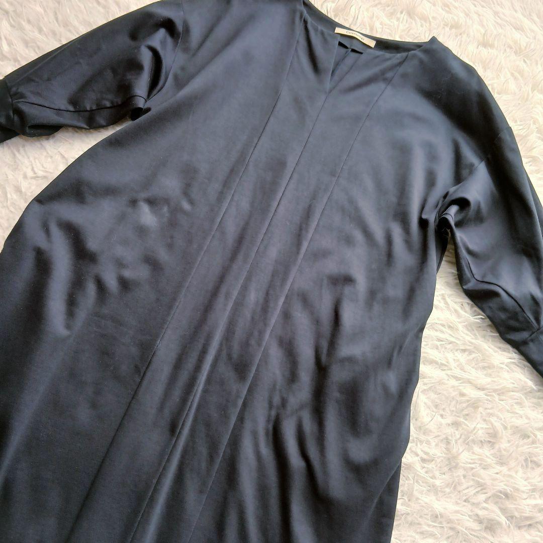 【Curensology】フロントスリットワンピース　ネイビー