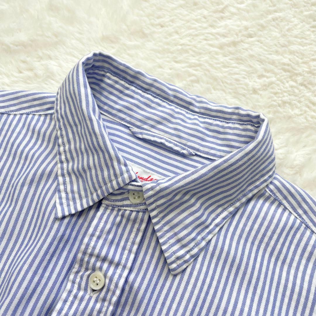 Spick & Span オックスルーズシャツ ブルー×ホワイト ストライプ