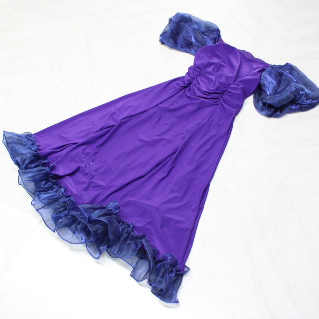 【美品 社交ダンス衣装】ワンピース ドレス A vivare 半袖 紫 かわいい