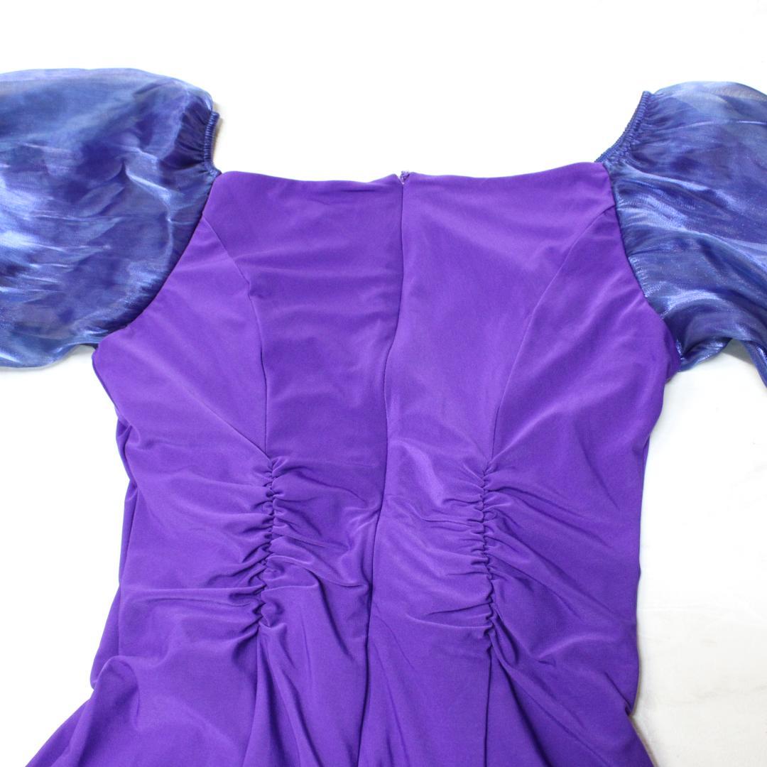 【美品 社交ダンス衣装】ワンピース ドレス A vivare 半袖 紫 かわいい
