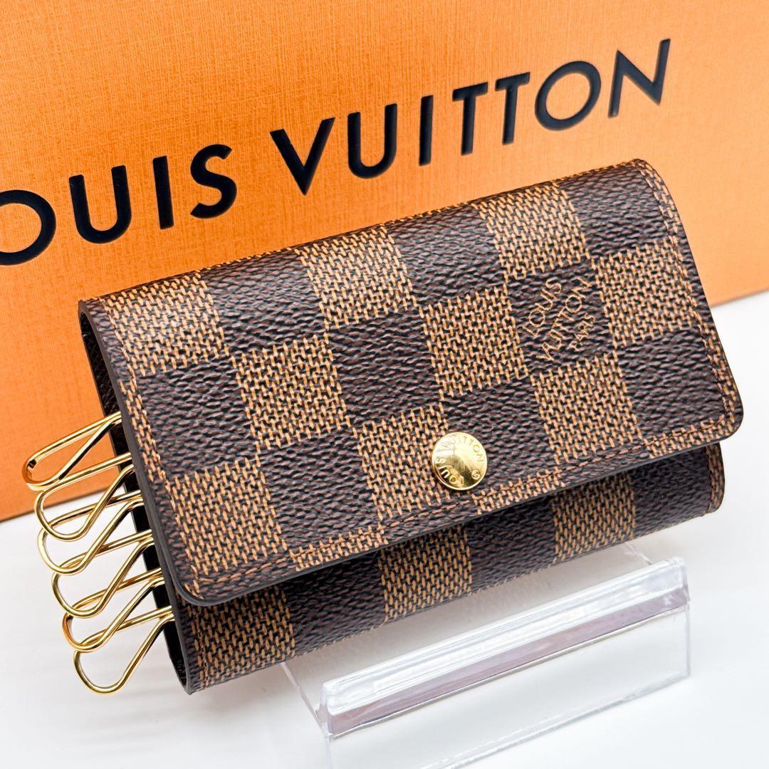 ルイヴィトン ダミエ キーケース キーホルダー ミュルティクレ6 アズール 茶色