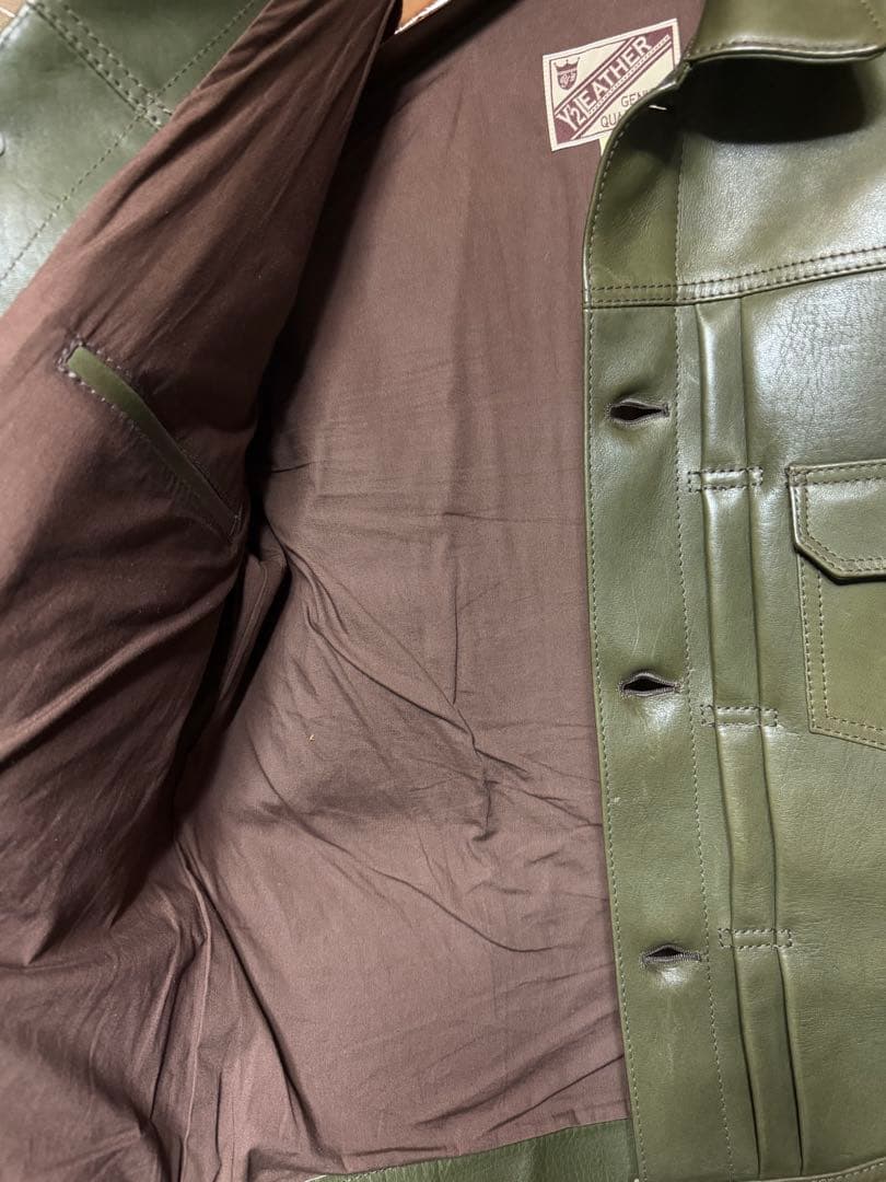 Y'2 LEATHER Gジャン2ndタイプ オリーブ サイズ40