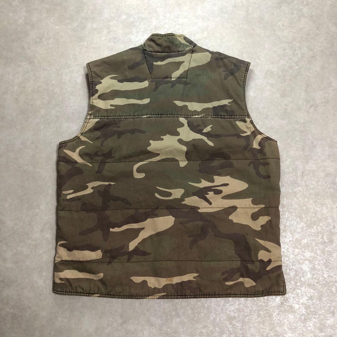 00sハーレーダビッドソン リバーシブル中綿ベスト 迷彩 黒 L 刺繍 古着