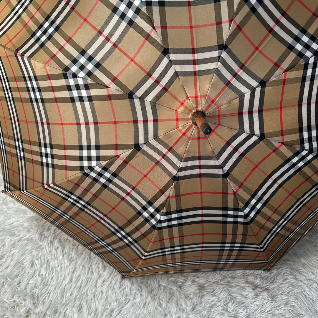 新品未使用 バーバリー ノバチェック 長傘 木製ハンドル　男女兼用