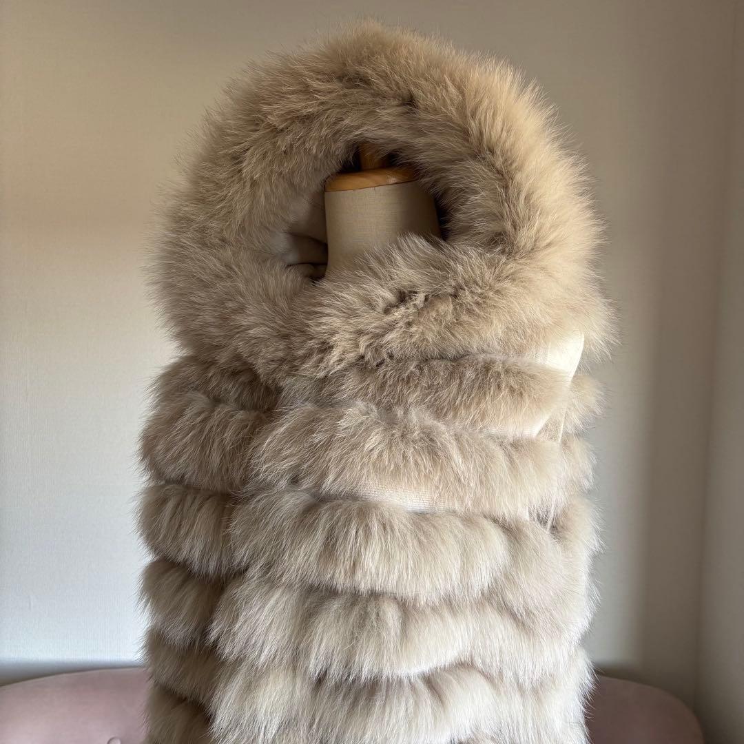 美品　セオリーリュクス　フォックスファー　フードベスト　ジレ　ベージュ