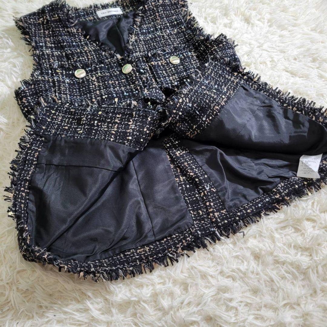 美品★リリーブラウン　バリエーションオーバーサイズジレ　ツイード　ウエストベルト