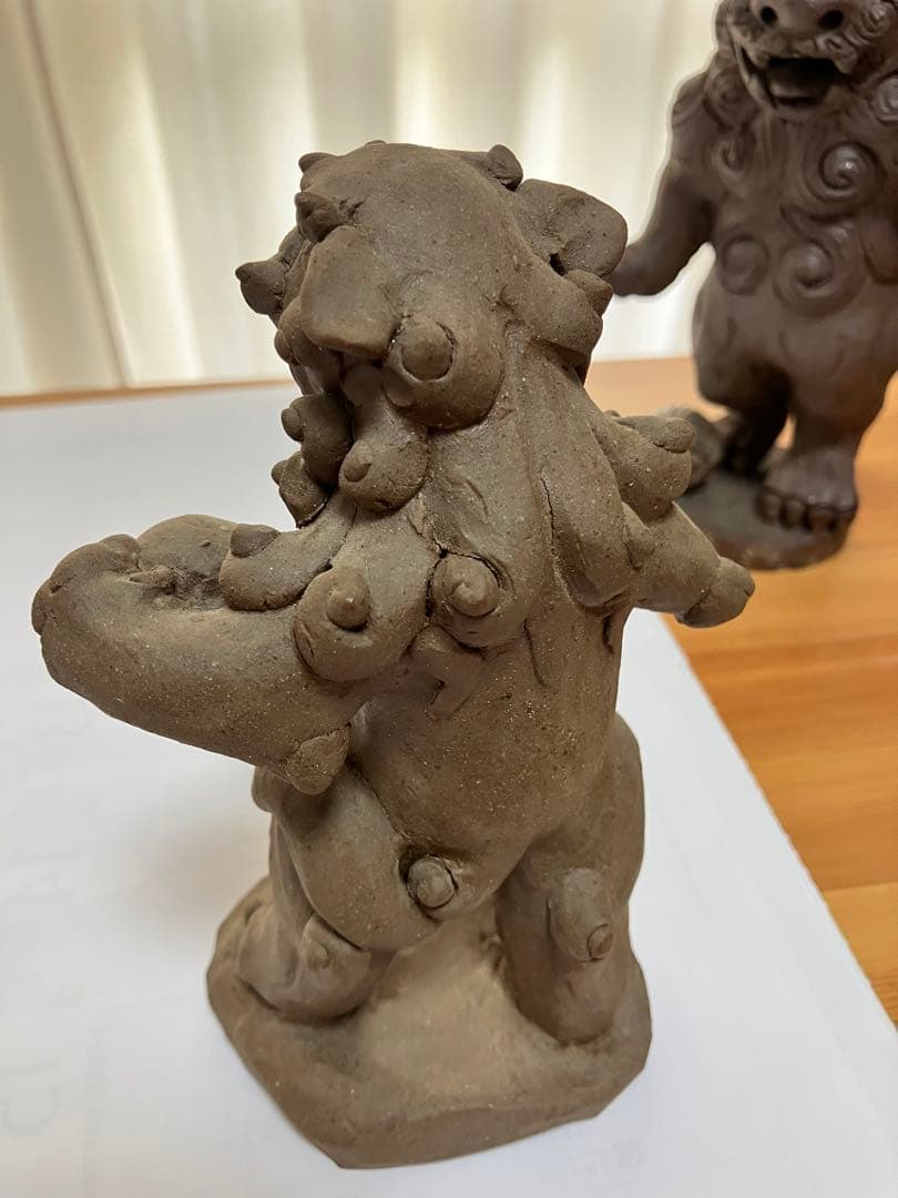 琉球　沖縄　壺屋焼　立ちシーサー二体　ヤチムン　やちむん