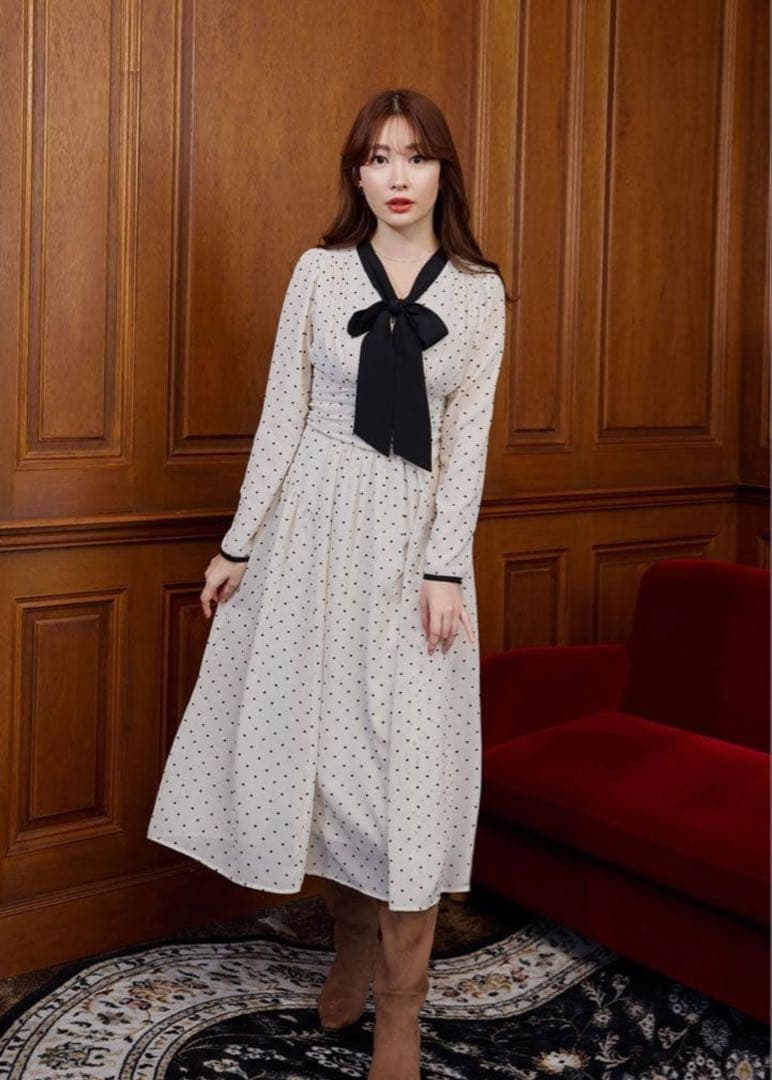Herlipto♡Heart Dot Bow Tie Chiffon Dress
