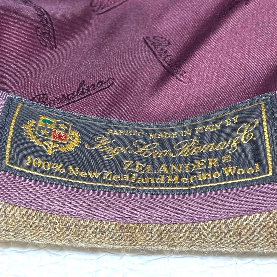 美品 Borsalino ボルサリーノ 中折れハット 羽根付き ロロピアーナ生地