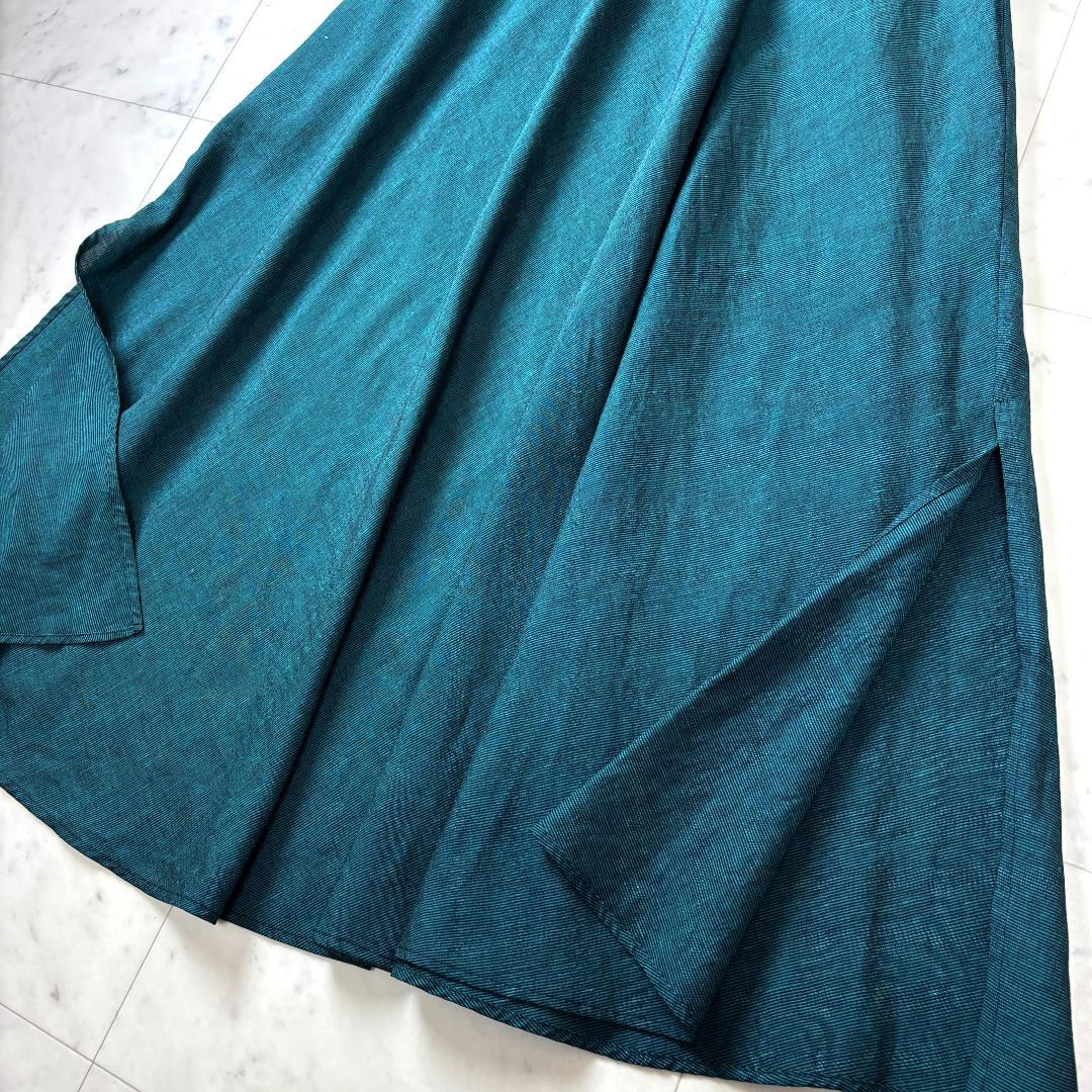 AKRIS リネン混 ロング シャツワンピース IT42 ベルト付き マキシ丈