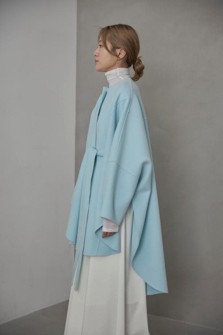 LE PHIL ルフィル ソフト ウール リバー ポンチョ コート ブルー