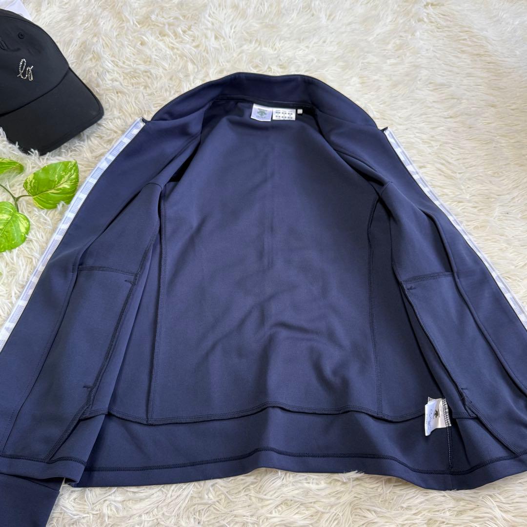 【デサントゴルフ】美品 ジップジャケット ロゴ ネイビー Mサイズ レディース