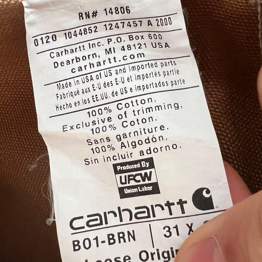 【USA製・極美品】カーハート ダブルニー B01 W31L32 ブラウン