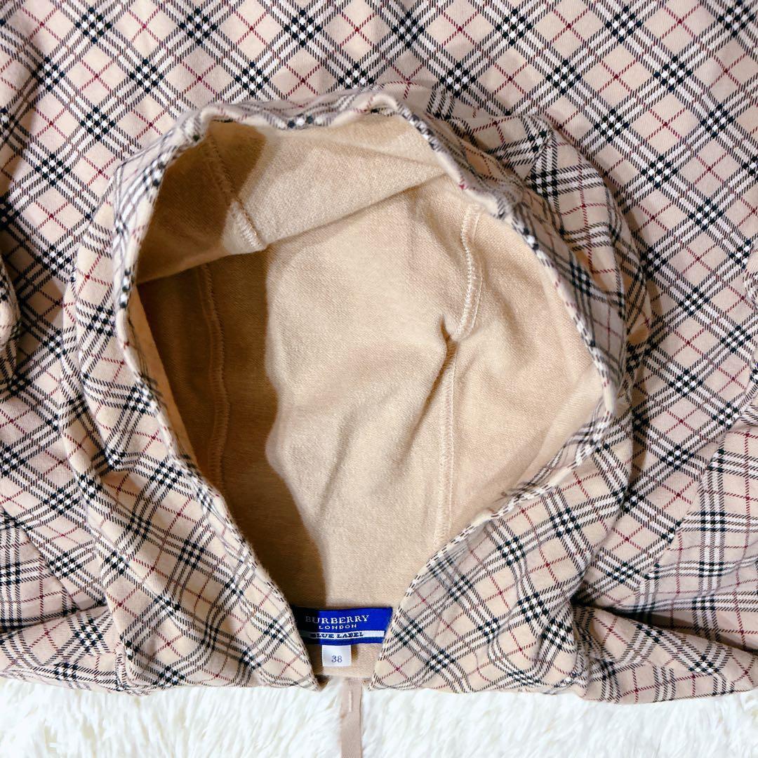 希少✨バーバリーブルーレーベル　ノバチェック　ジップアップ　パーカー