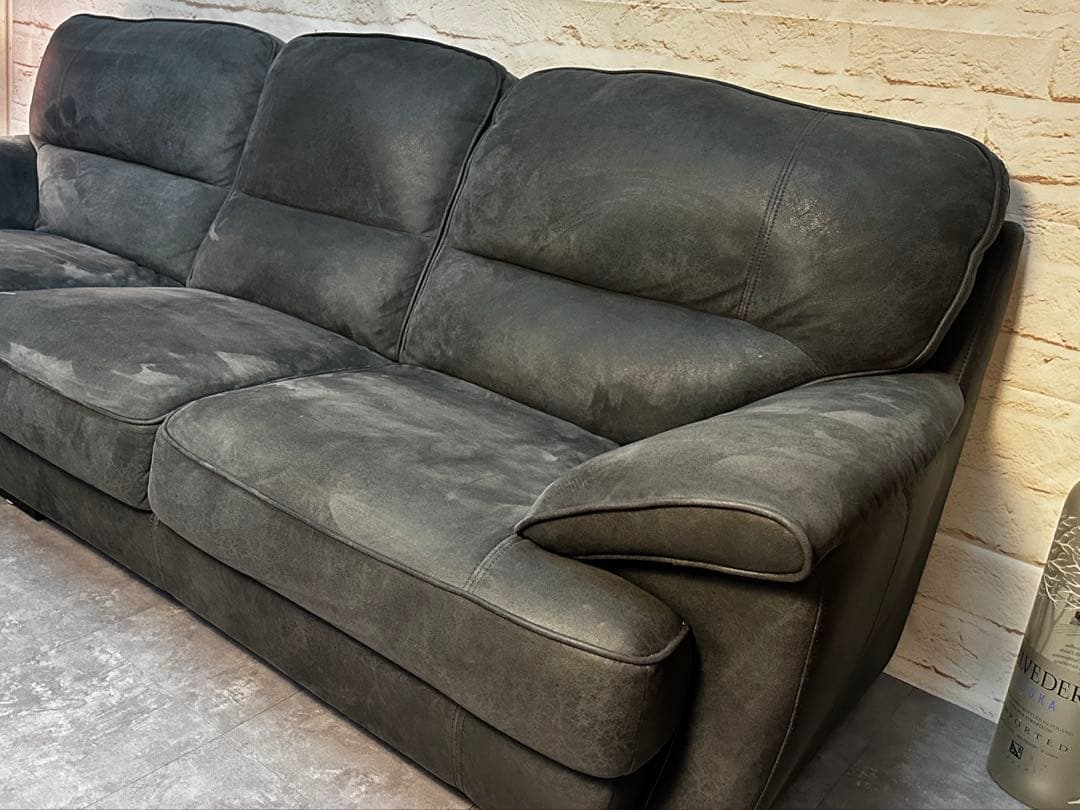 RELAX FORM レザーテックス カウチソファ チャコールブラック高級モデル