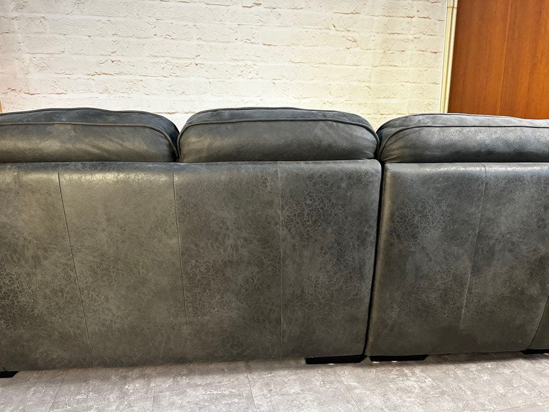 RELAX FORM レザーテックス カウチソファ チャコールブラック高級モデル