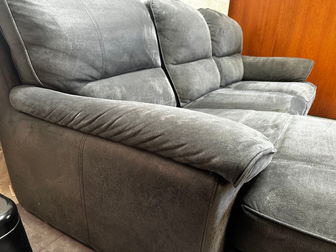 RELAX FORM レザーテックス カウチソファ チャコールブラック高級モデル