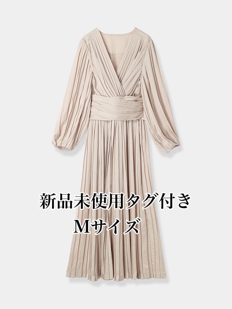 新品タグ付き　Flare pleats Dress Mサイズ　ベージュ