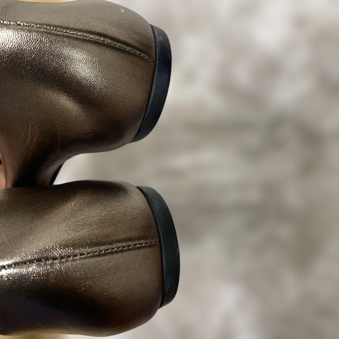 グッチ 36 リボンバレエシューズ ゴールド ブロンズ