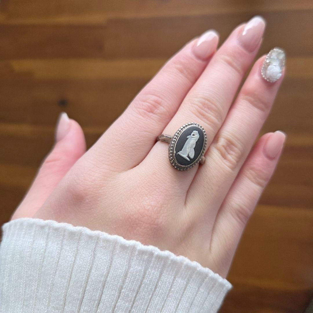 1968年製 英国ヴィンテージウェッジウッド シルバーリング ジャスパー 14号