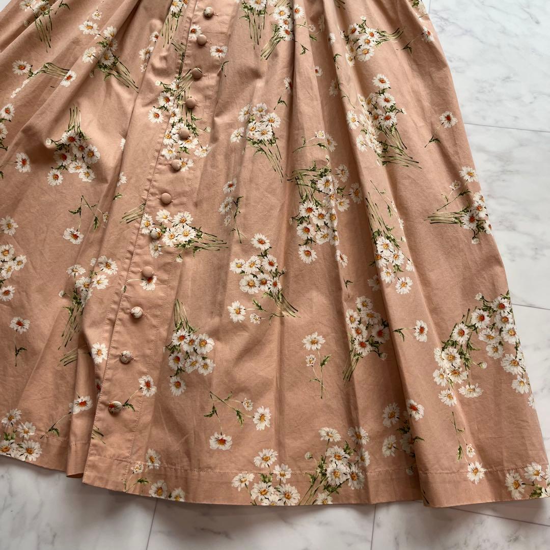 PINK HOUSE エプロンワンピース　デイジー柄　ロングワンピース　ピンク