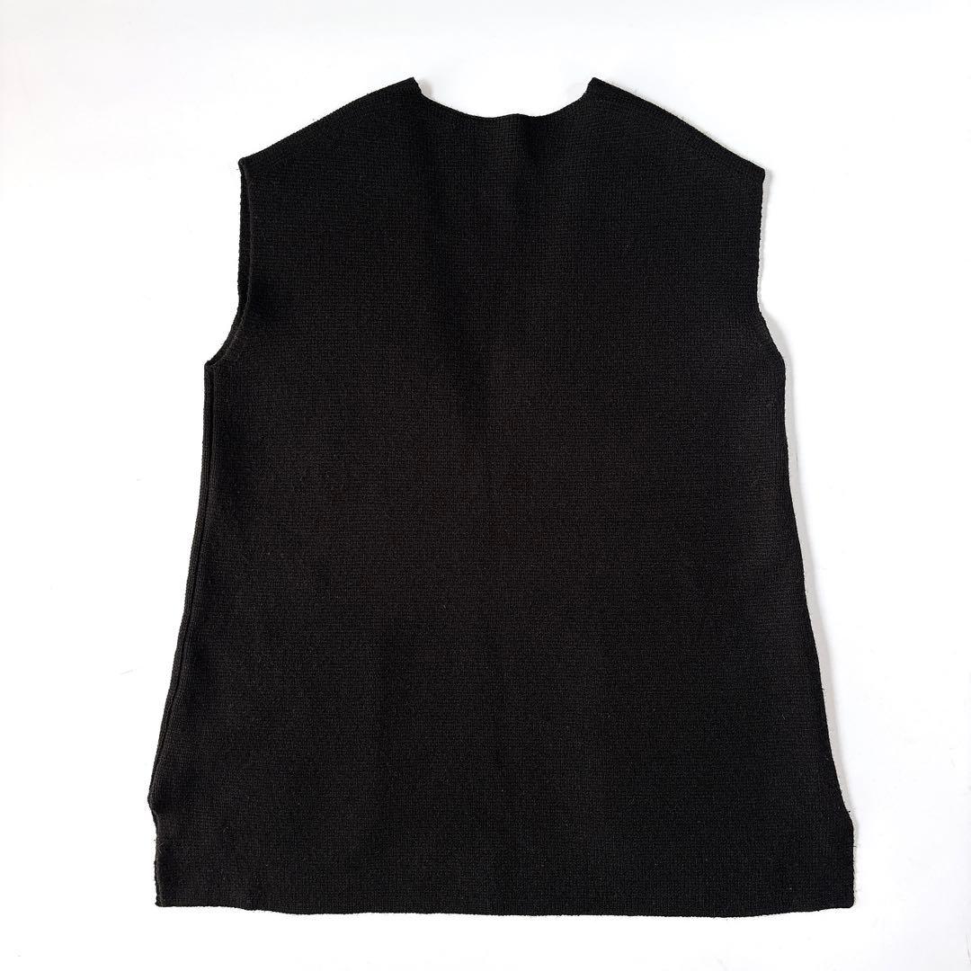 美品⁑ドゥロワー　9Gウールカシミヤ ミラノ編み Vネックニットジレ　ネイビー