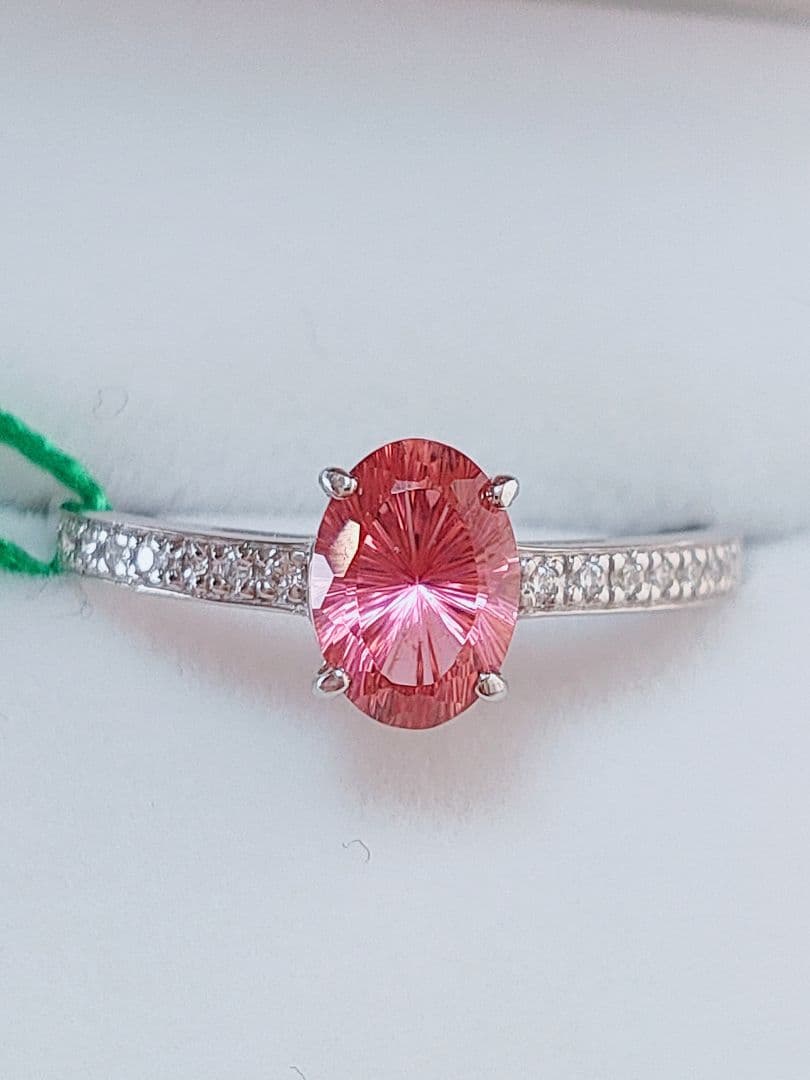 新作 未使用品 pt900 天然ピンクトルマリン ダイヤモンド リング