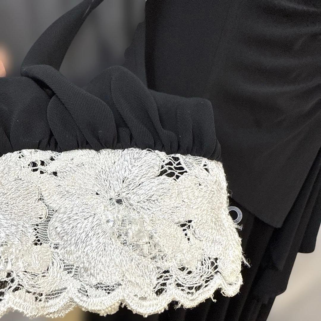 6212★インザムード★L 黒 オフ白 レース スタンダードドレス 社交ダンス