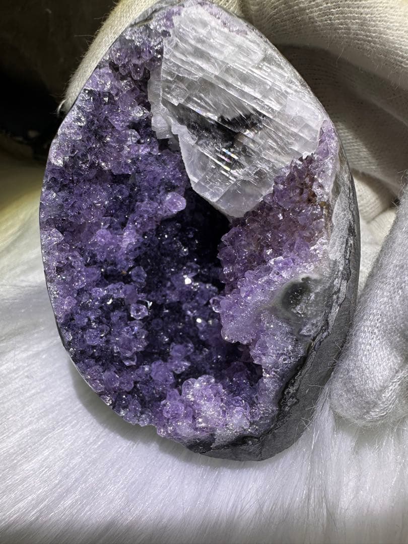 ウルグアイ産 アメジストドーム ピンクカルサイト共生 約223g 天然石1148