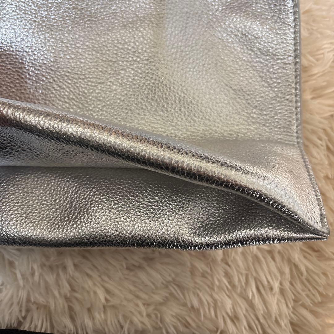 【BEAURE/ビュレ】2WAYハンドルレザートートバッグ　シルバー