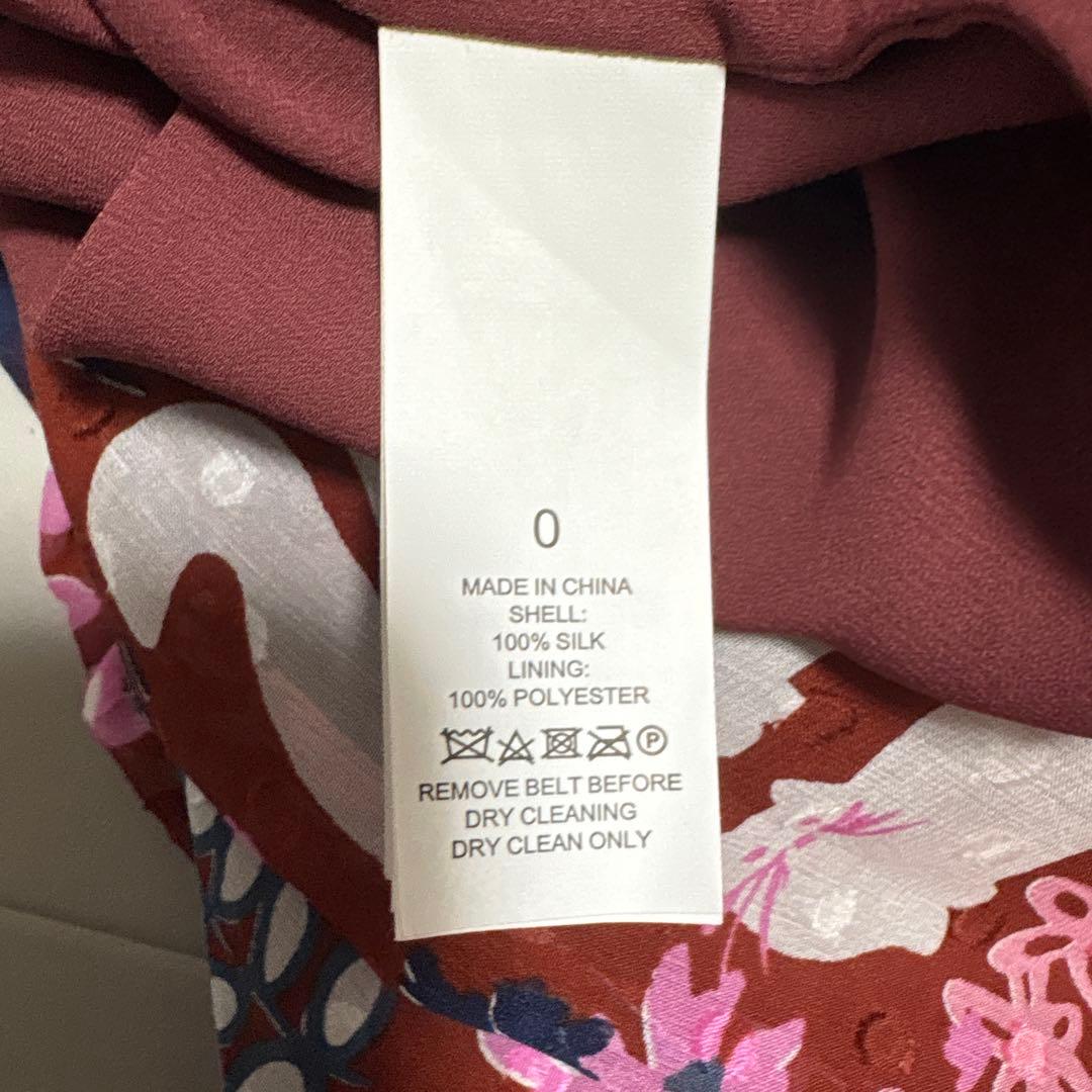 ゆりリリ✨ケイトスペード シルク100% 猫と花柄ワンピース ピンク系