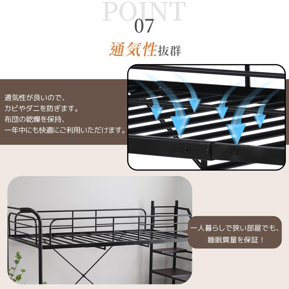 超人気✨！システムベット ロフトベッド（S） デスク・コンセント付きWHITE